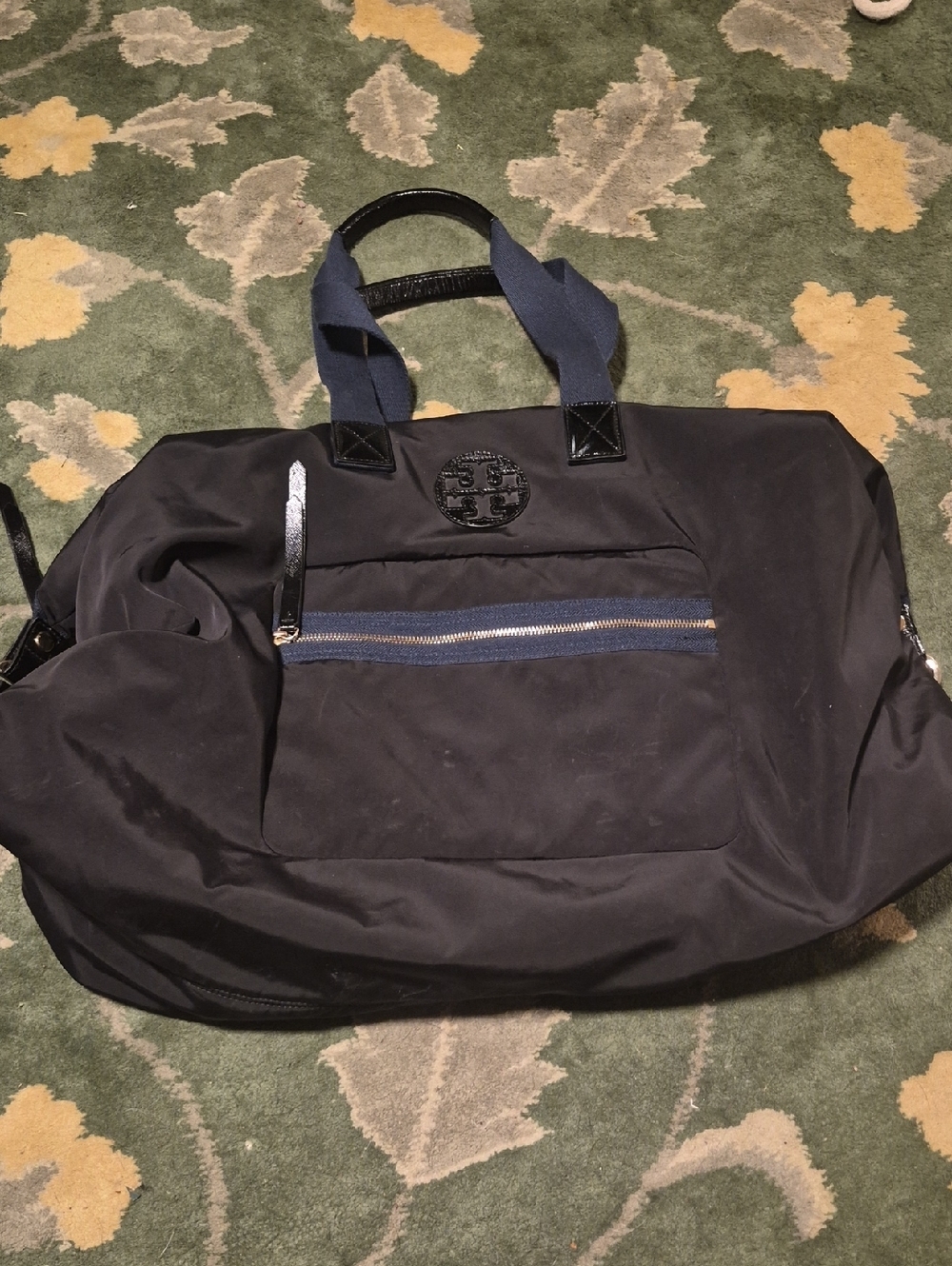 Tory Burch Black Duffel with Navy Trim